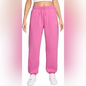 Nike Pink Fleece Sweatpants with White Swoosh